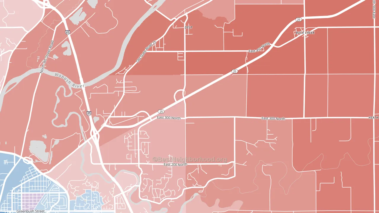 Delp, IN block-group political-lean map
