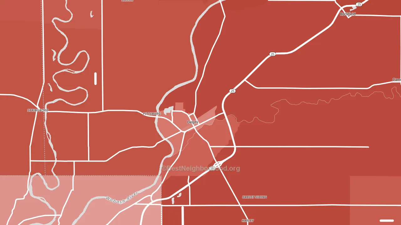 Delphi, IN block-group political-lean map