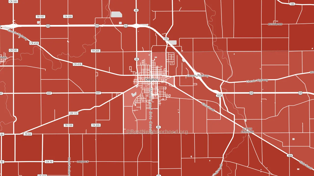 Delphos, OH block-group political-lean map
