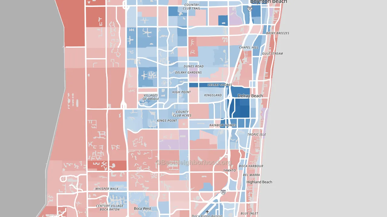 Delray Beach, FL block-group political-lean map