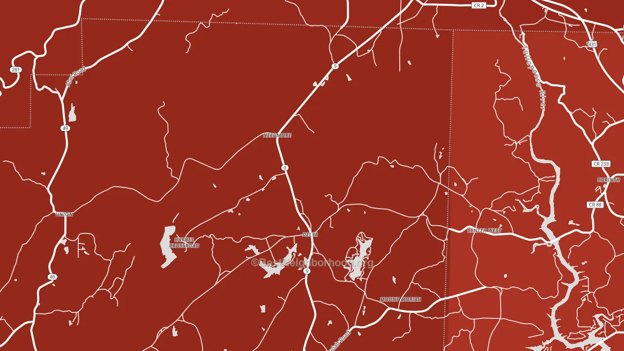 Delta, AL block-group political-lean map