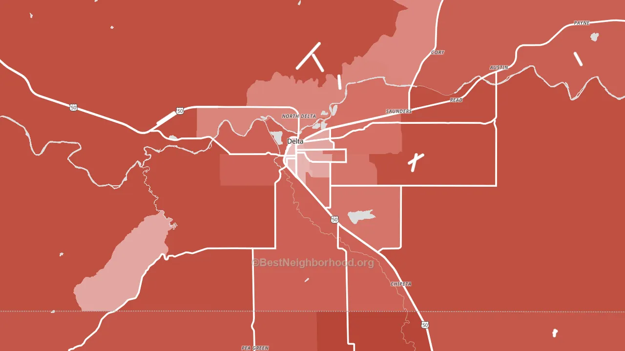 Delta, CO block-group political-lean map