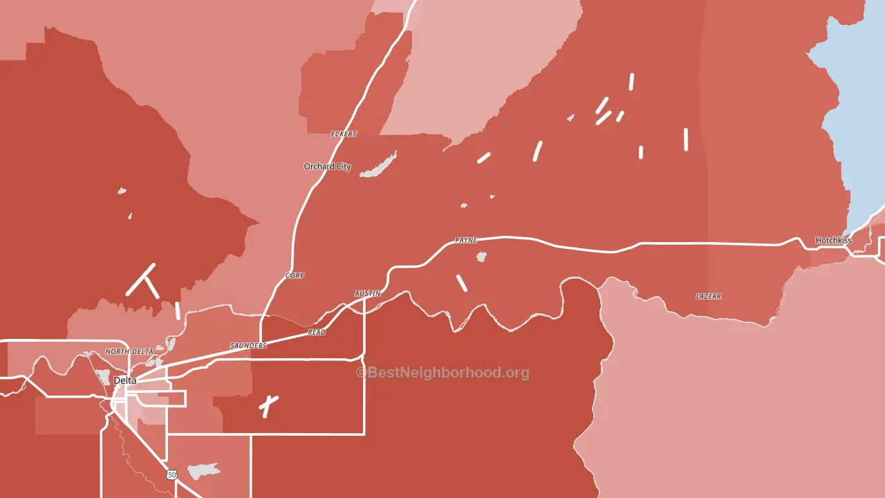 Delta County, CO block-group political-lean map