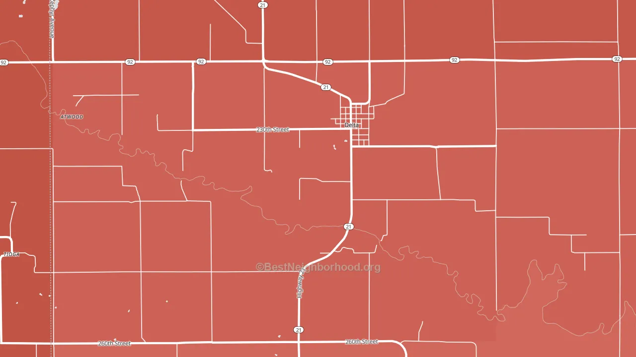 Delta, IA block-group political-lean map
