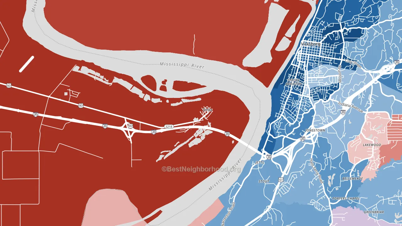 Delta, LA block-group political-lean map