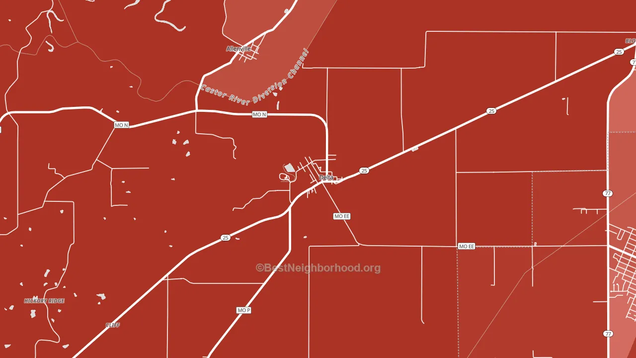 Delta, MO block-group political-lean map