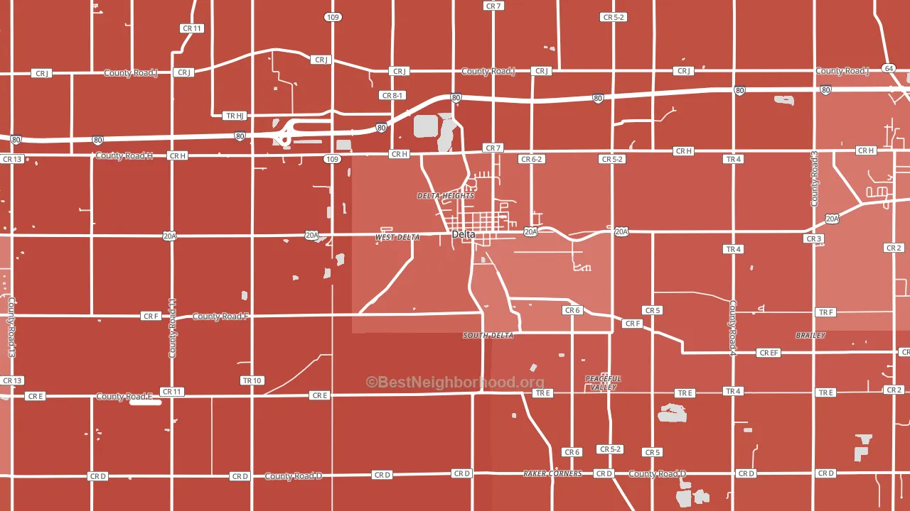 Delta, OH block-group political-lean map