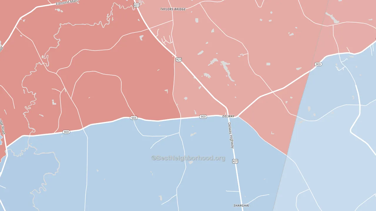 Delway, NC block-group political-lean map