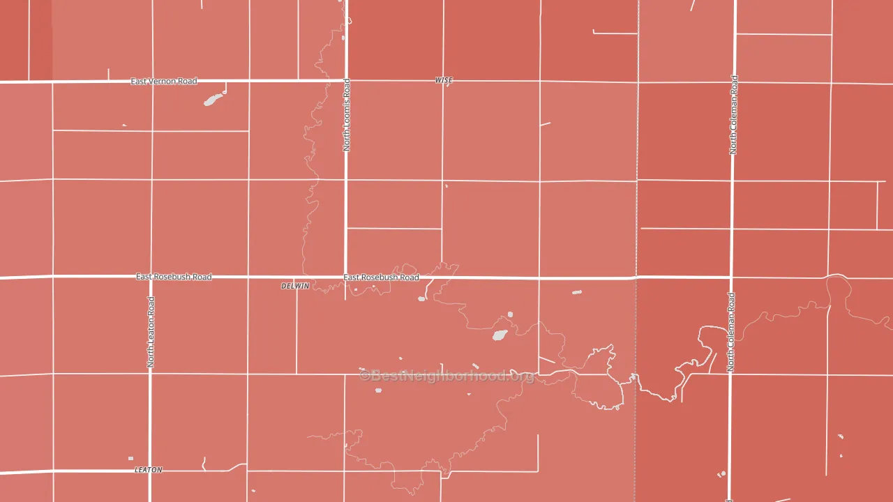 Delwin, MI block-group political-lean map