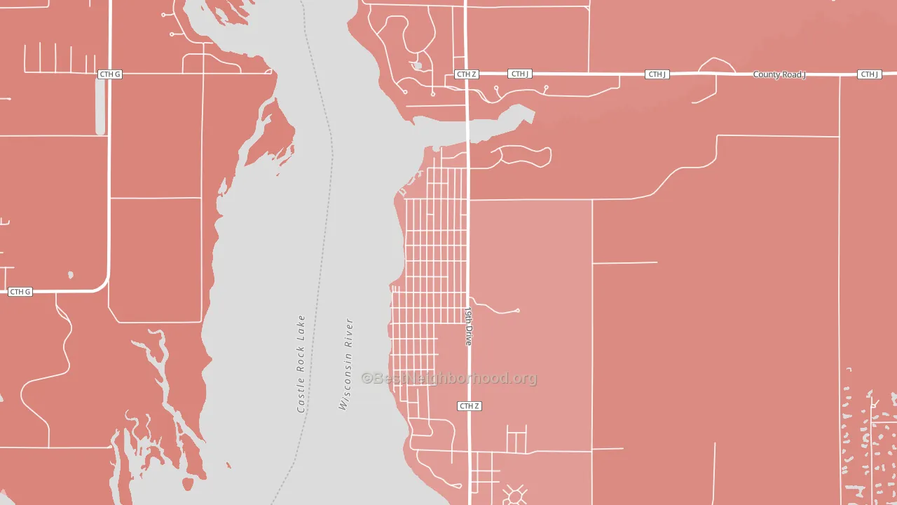 Delwood, WI block-group political-lean map