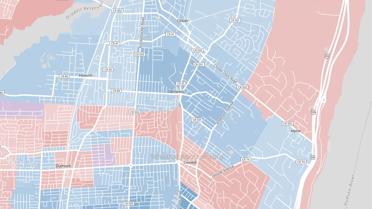 DeMarest, NJ block-group political-lean map