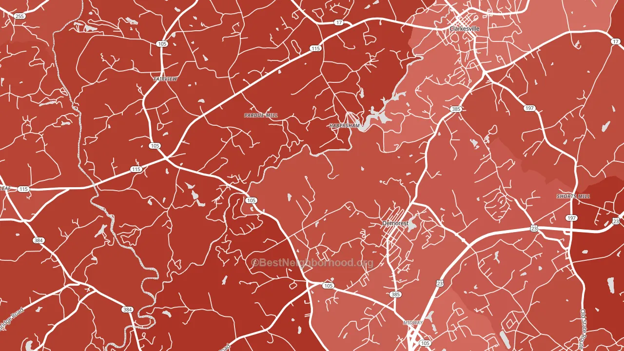 Demorest, GA block-group political-lean map