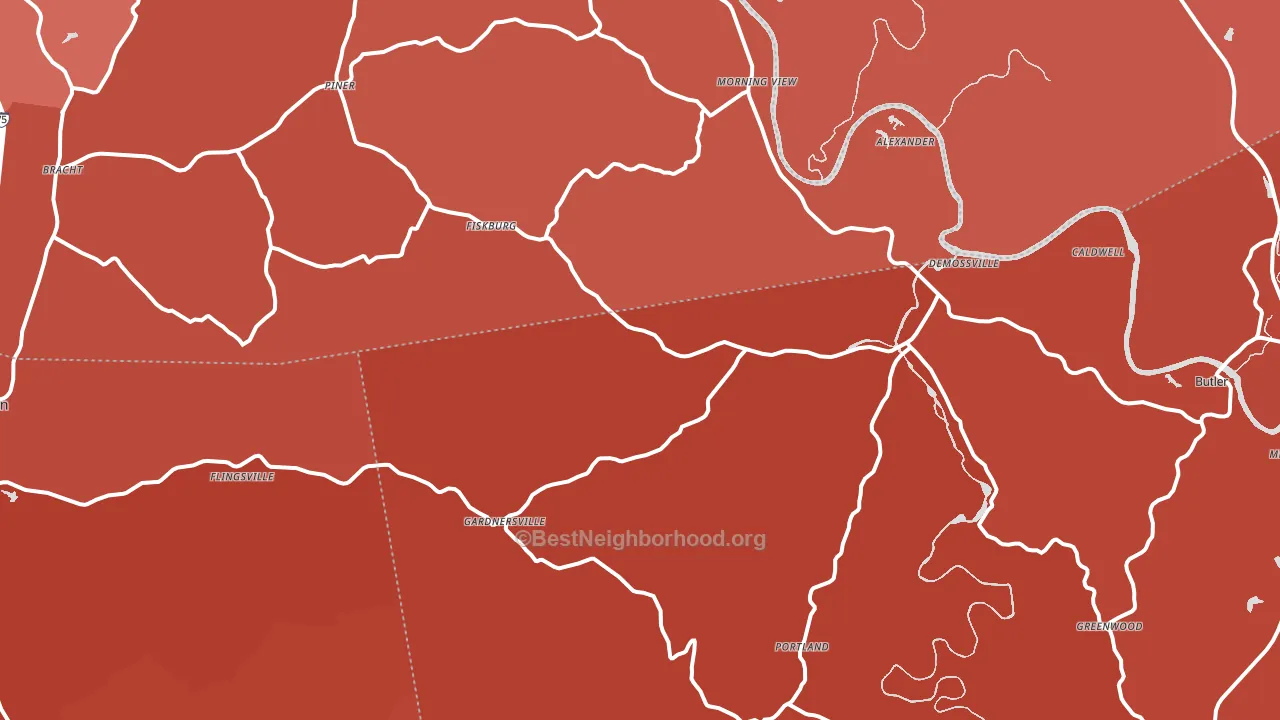 DeMossville, KY block-group political-lean map