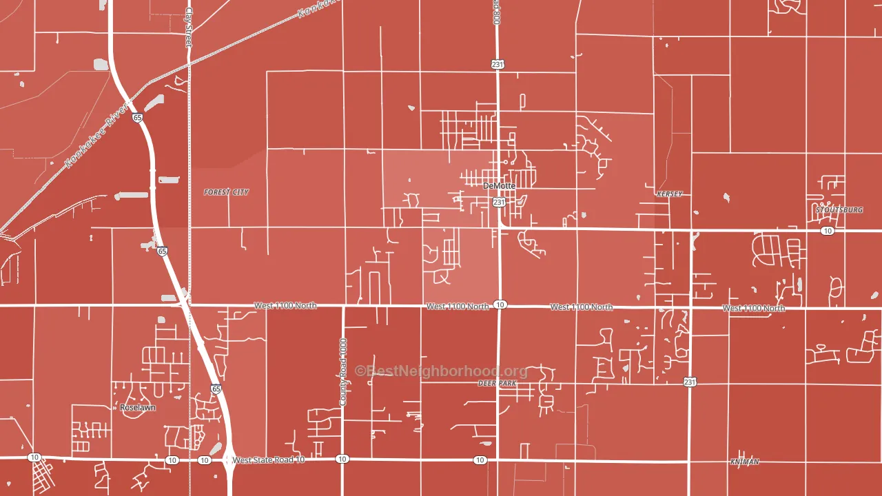 DeMotte, IN block-group political-lean map