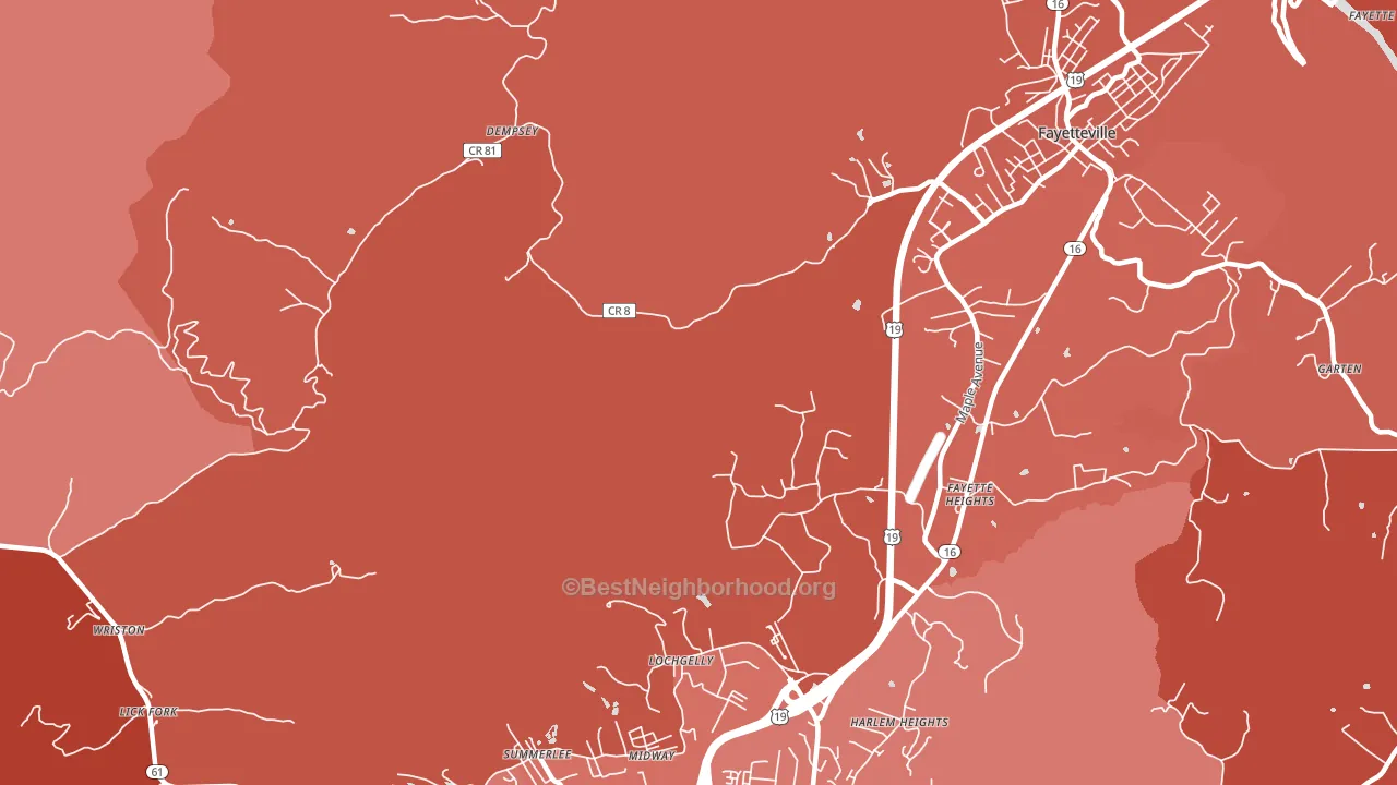Dempsey, WV block-group political-lean map