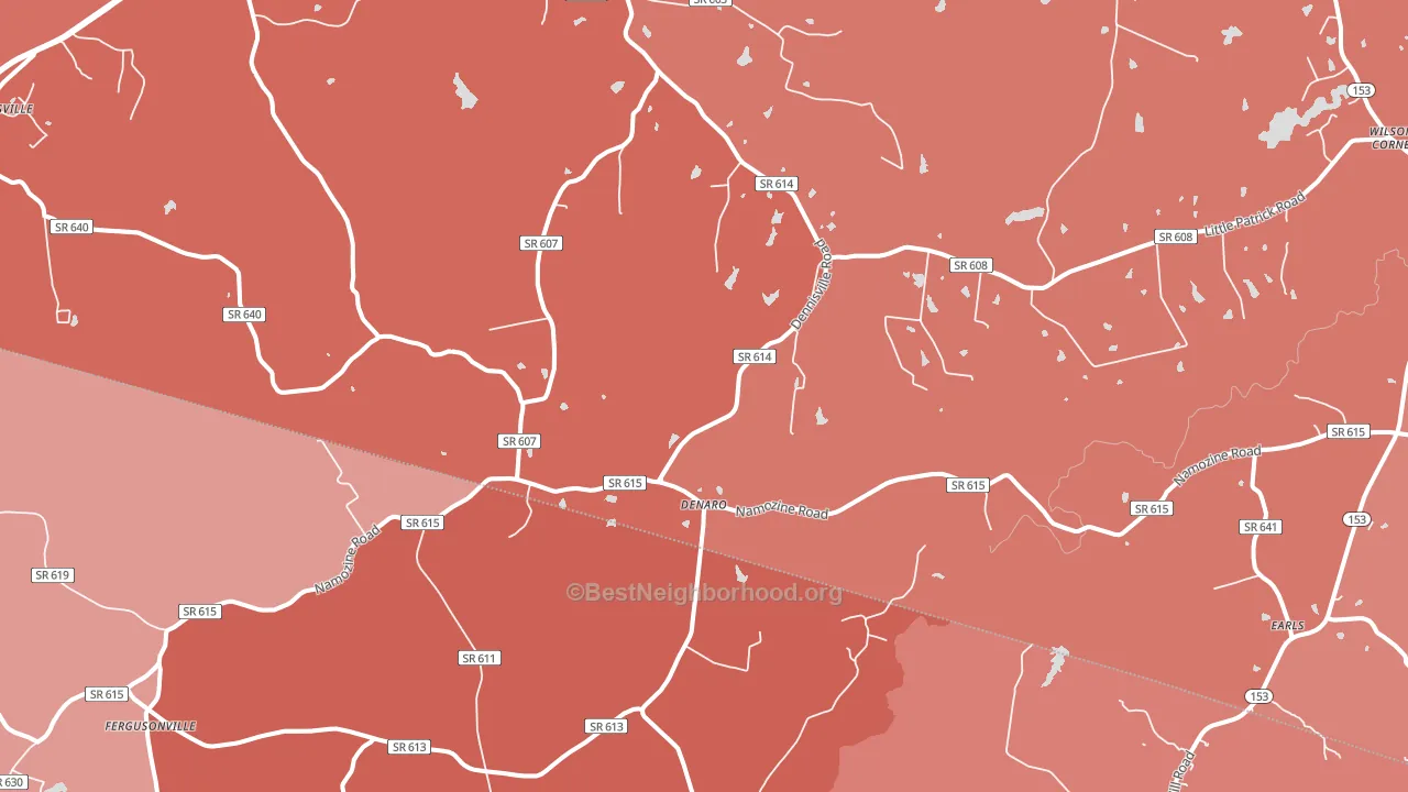 Denaro, VA block-group political-lean map
