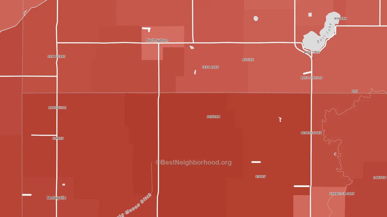 Denham, IN block-group political-lean map