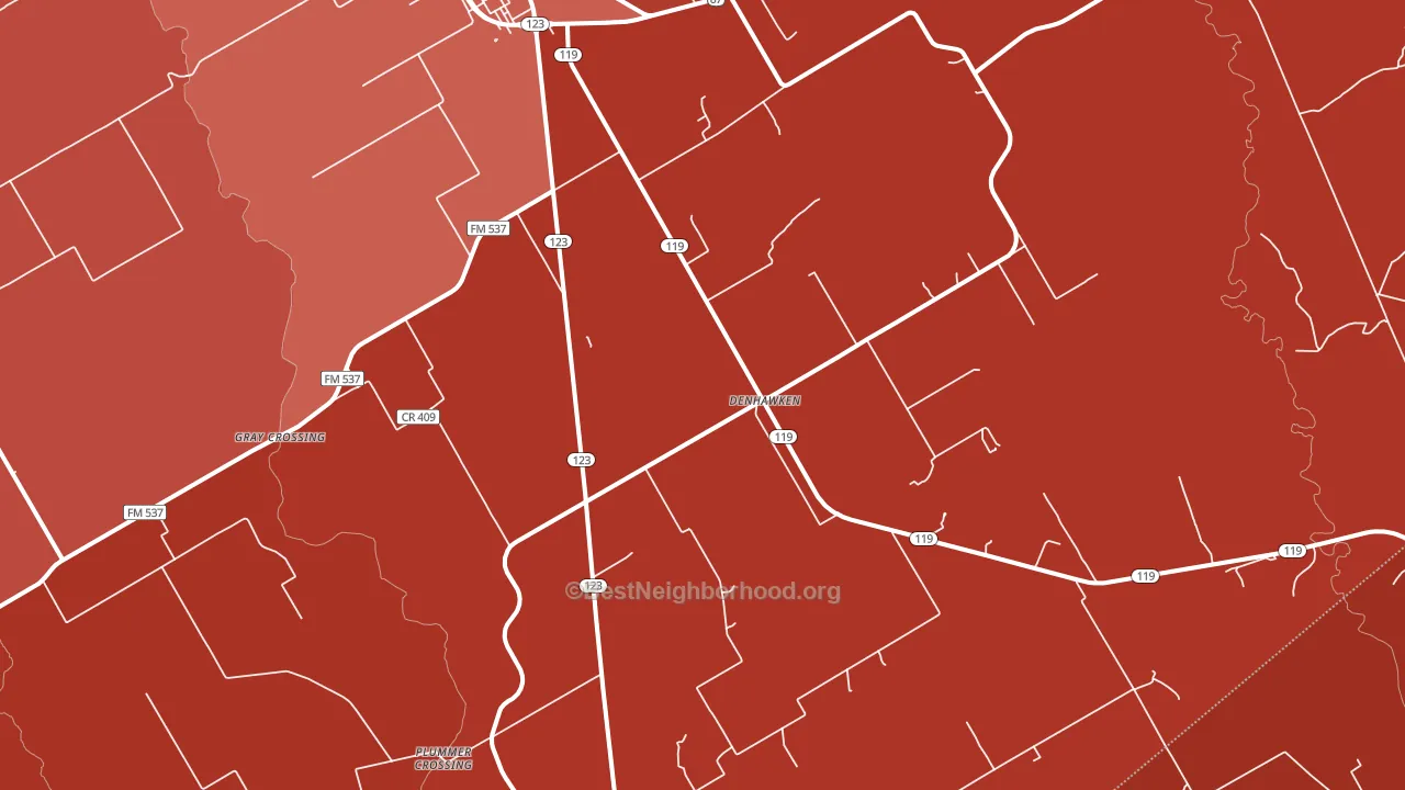 Denhawken, TX block-group political-lean map