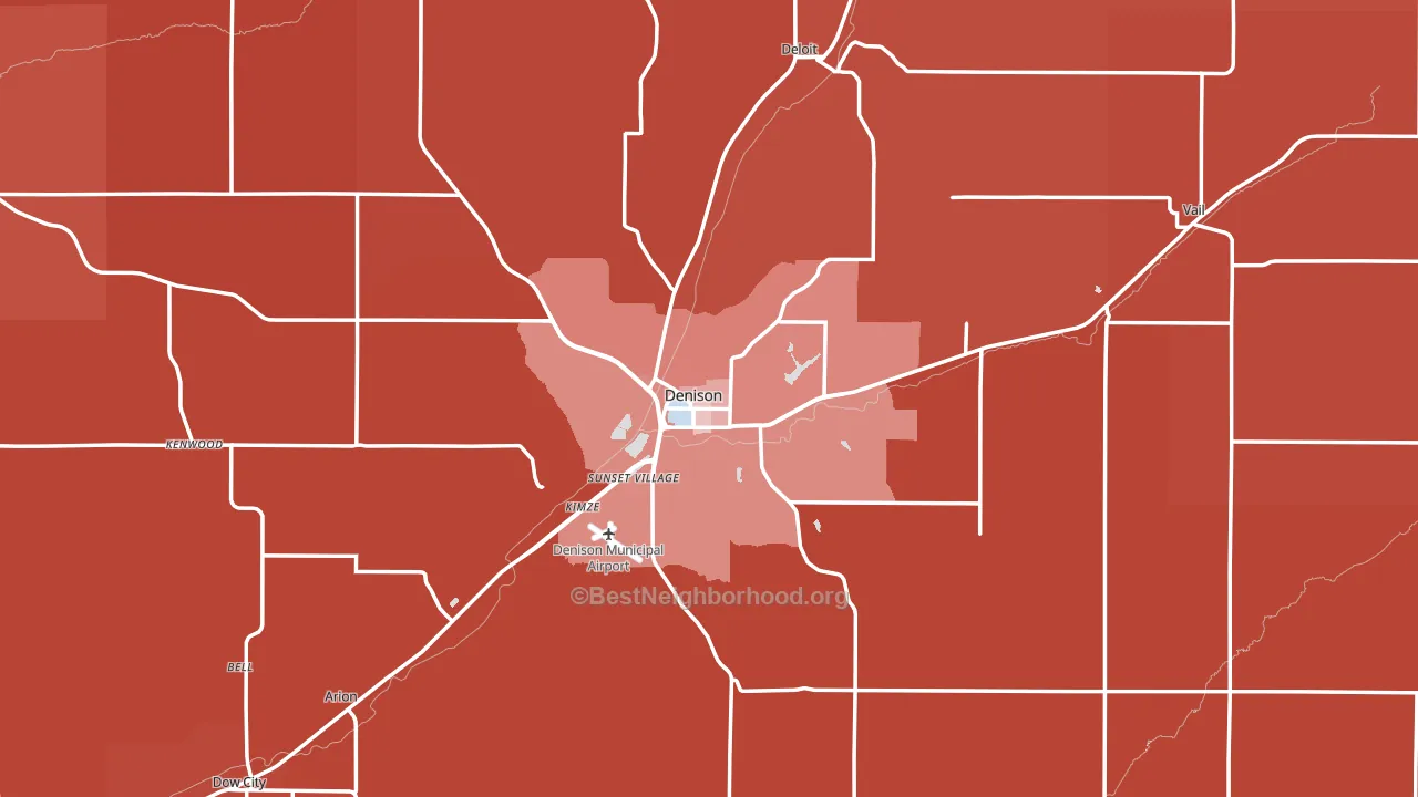 Denison, IA block-group political-lean map