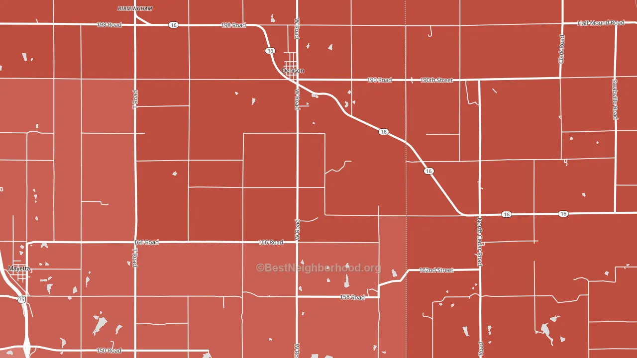Denison, KS block-group political-lean map