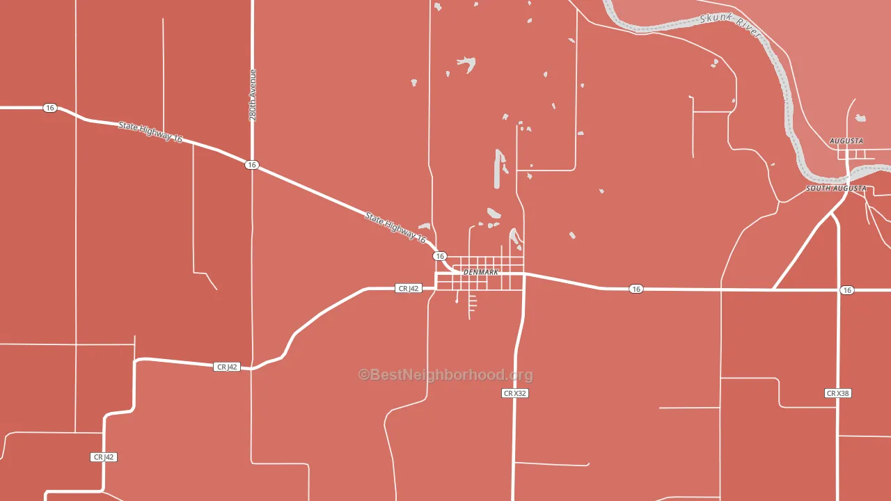 Denmark, IA block-group political-lean map