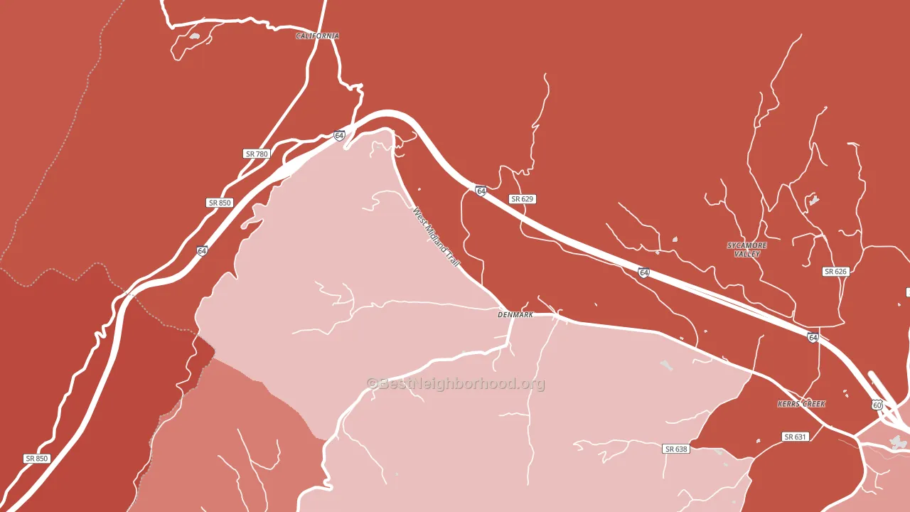 Denmark, VA block-group political-lean map