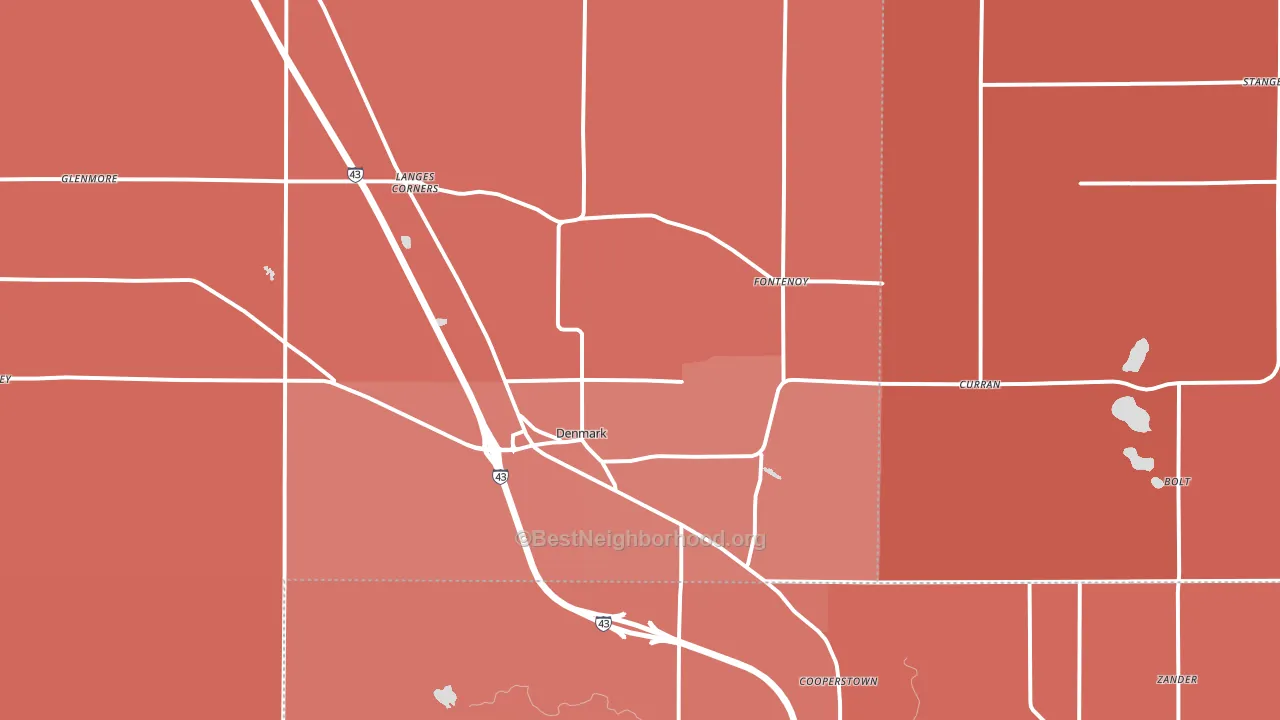Denmark, WI block-group political-lean map