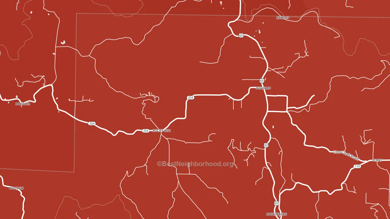 Dennard, AR block-group political-lean map