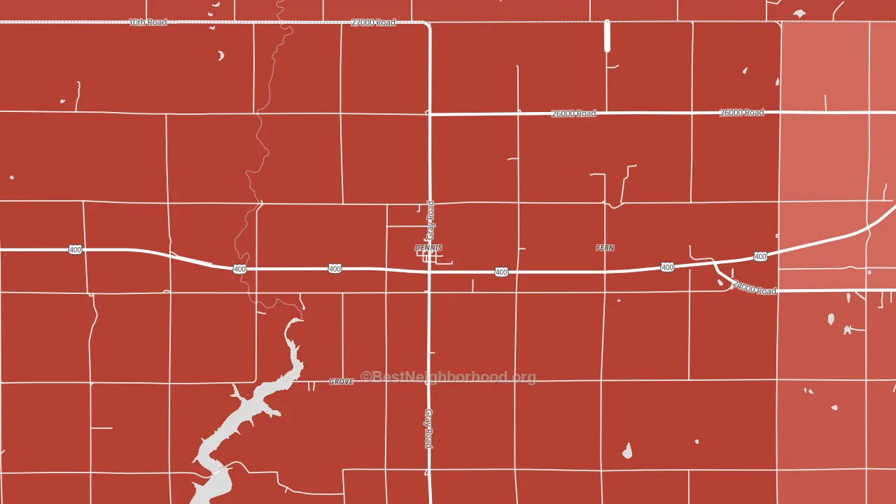 Dennis, KS block-group political-lean map