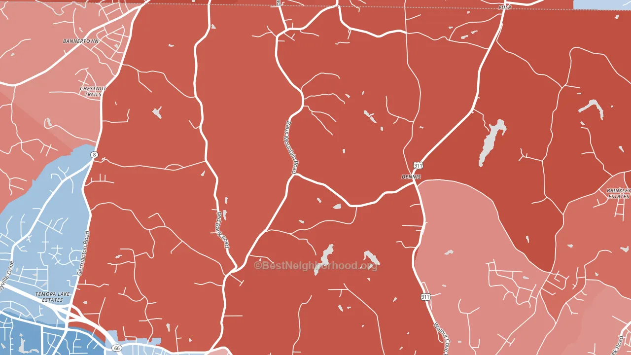Dennis, NC block-group political-lean map