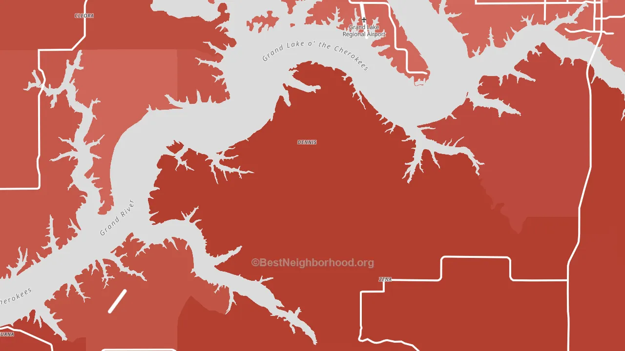 Dennis, OK block-group political-lean map