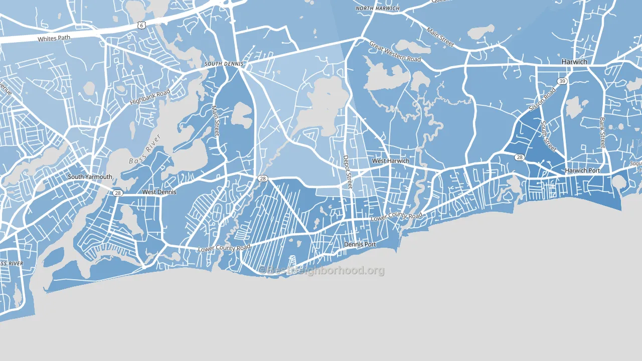 Dennis Port, MA block-group political-lean map