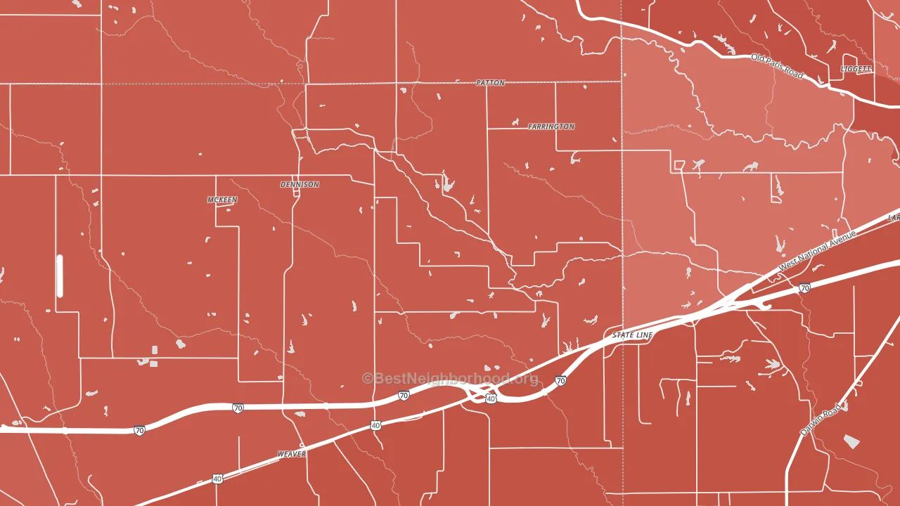 Dennison, IL block-group political-lean map