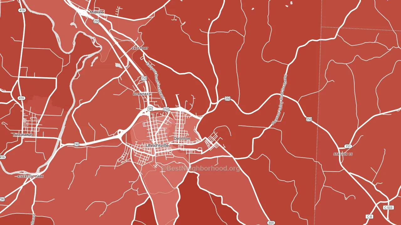 Dennison, OH block-group political-lean map