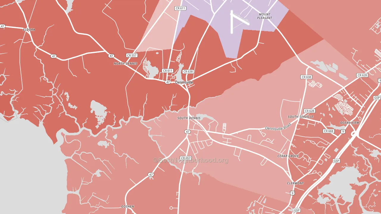 Dennisville, NJ block-group political-lean map