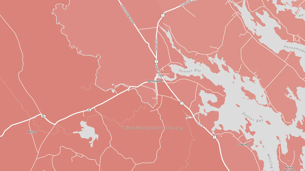 Dennysville, ME block-group political-lean map