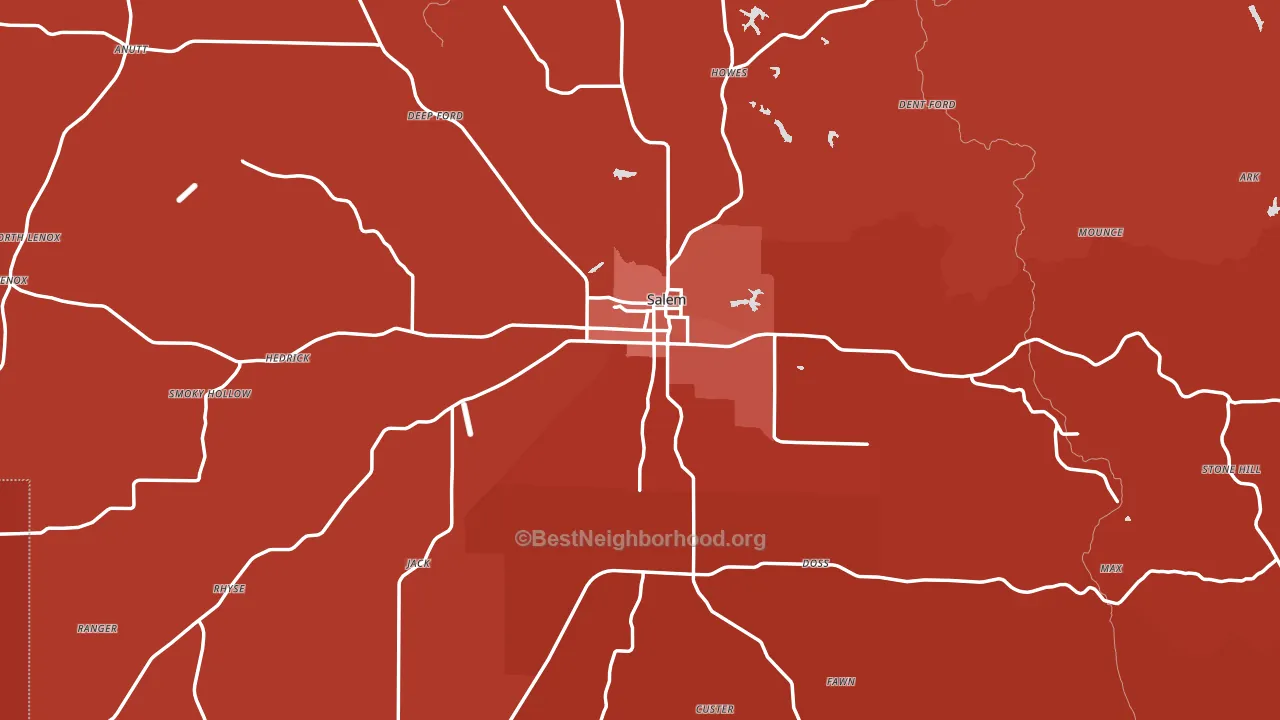 Dent County, MO block-group political-lean map