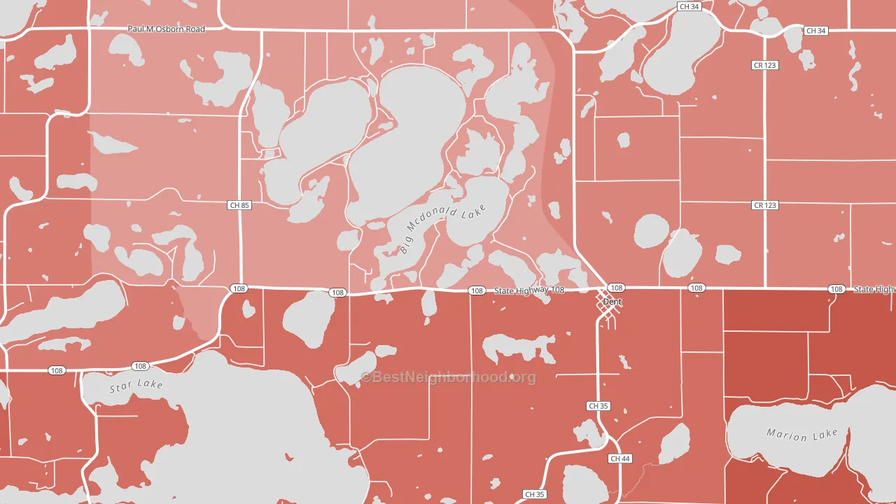 Dent, MN block-group political-lean map