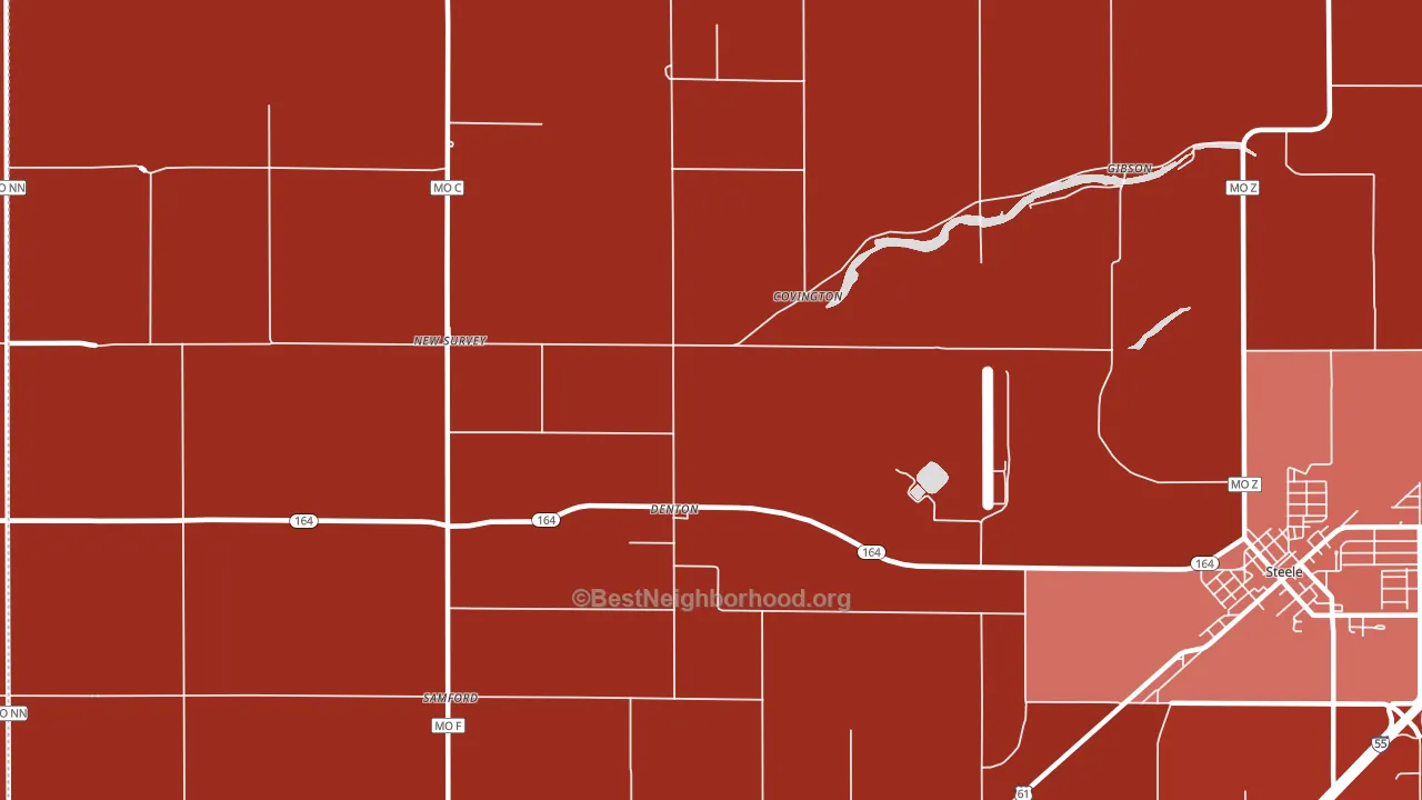 Denton, MO block-group political-lean map
