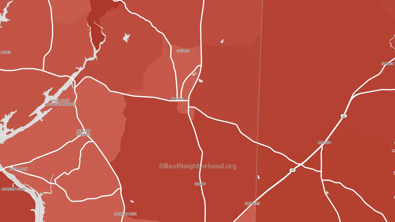 Denton, NC block-group political-lean map