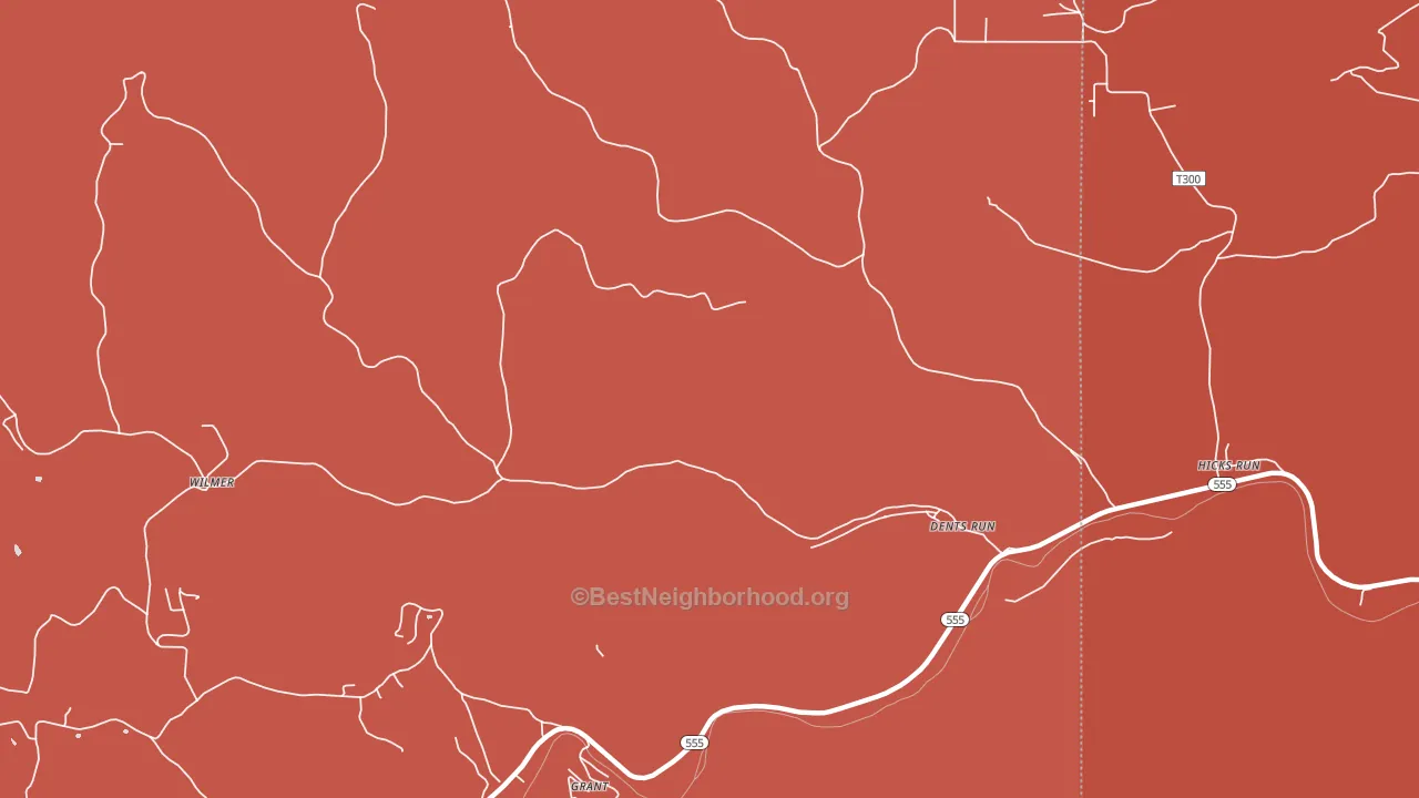Dents Run, PA block-group political-lean map