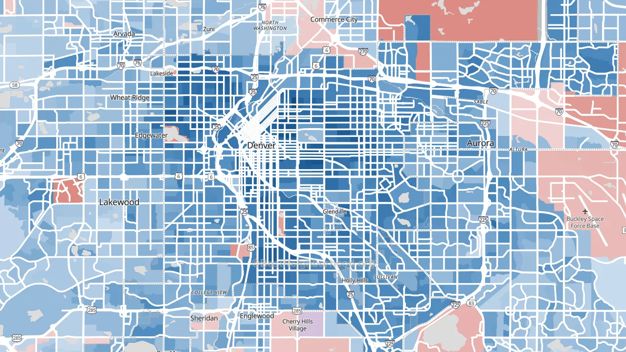 Denver, CO block-group political-lean map