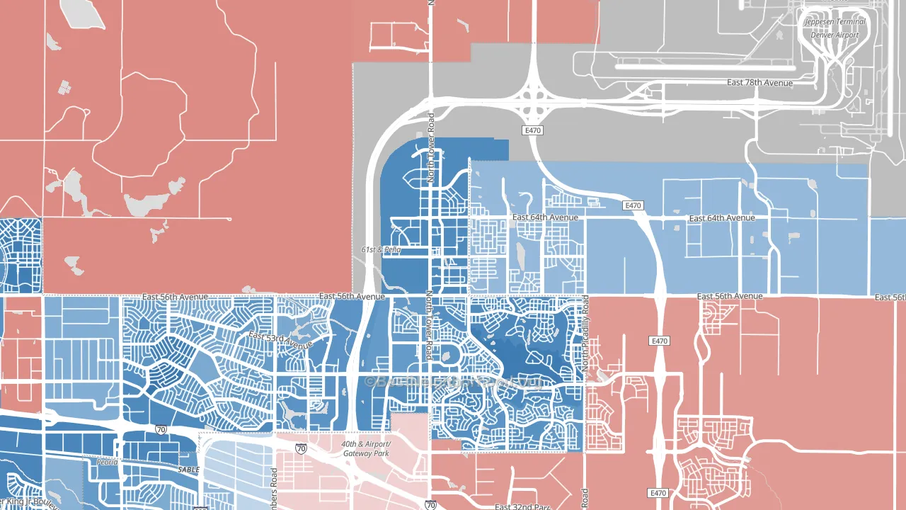 Denver International Airport, Denver, CO block-group political-lean map