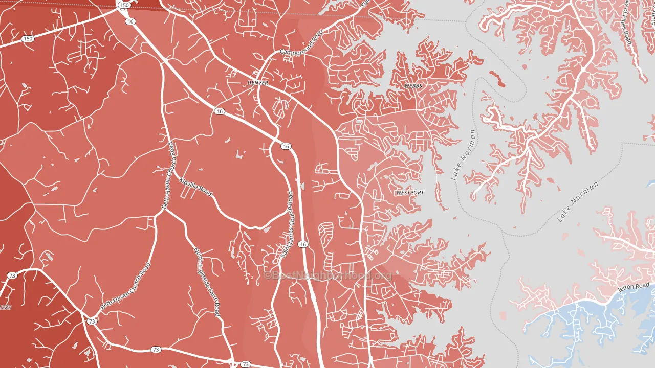 Denver, NC block-group political-lean map