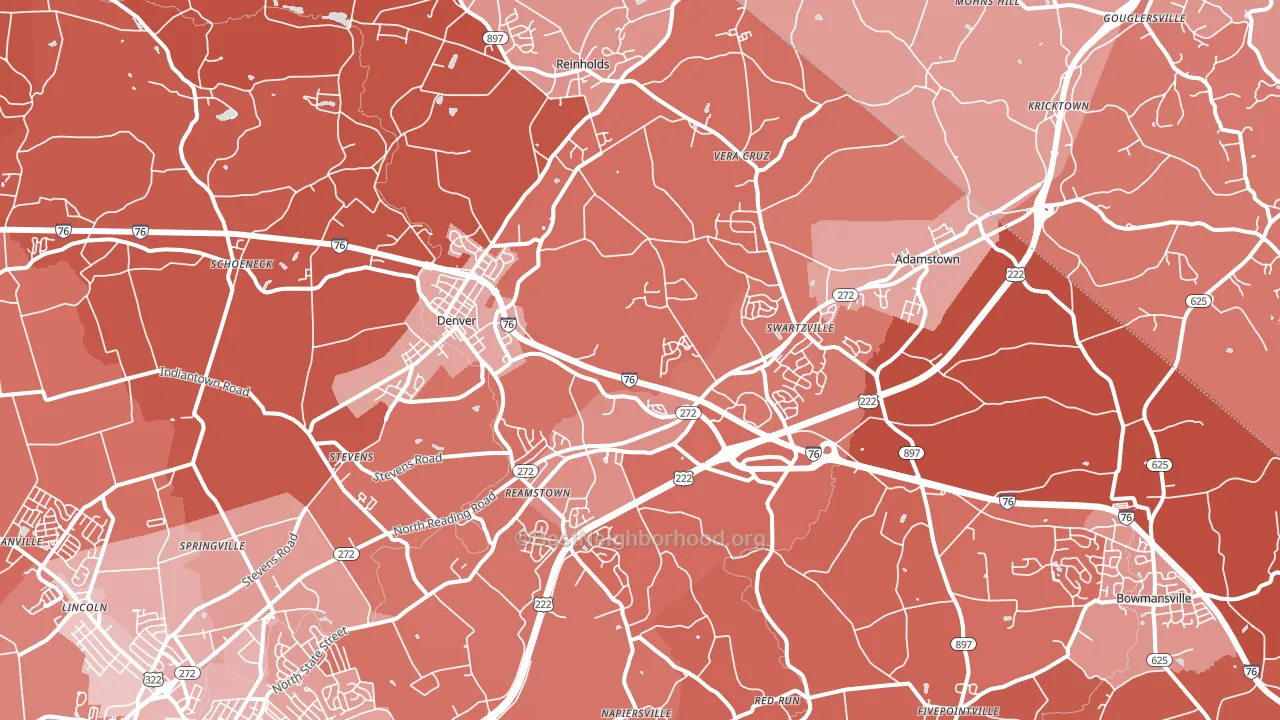 Denver, PA block-group political-lean map