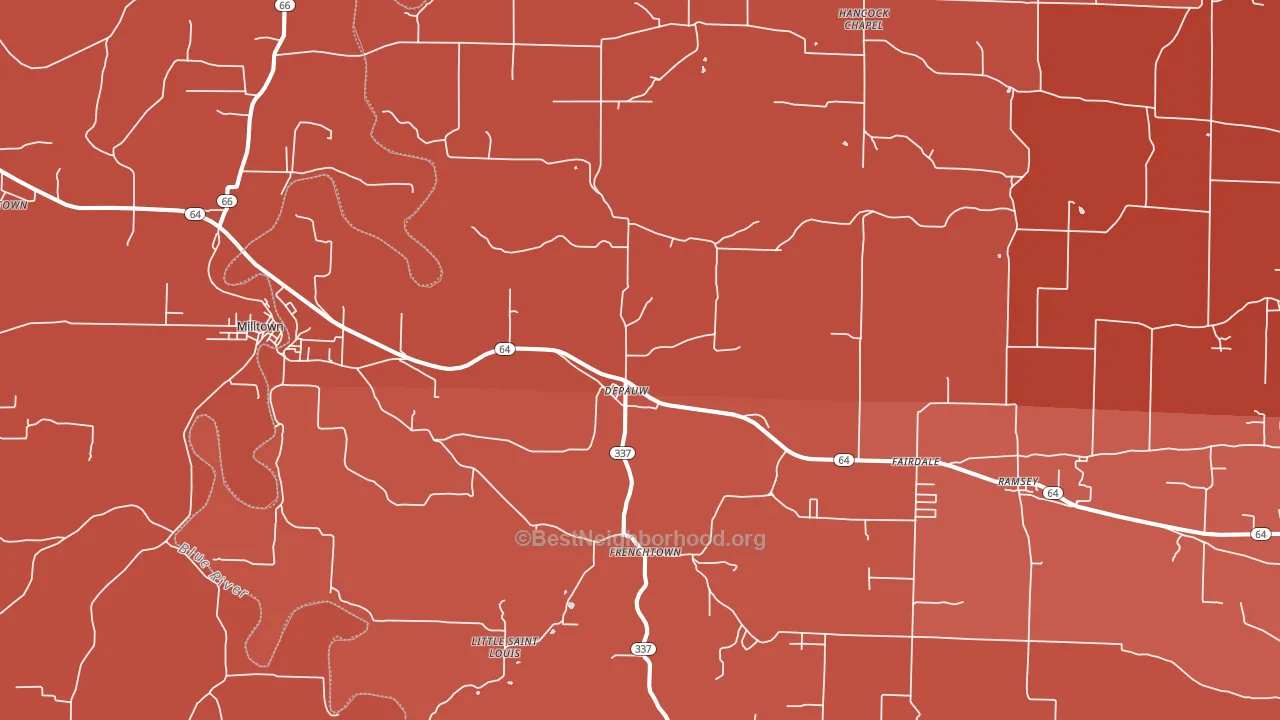 Depauw, IN block-group political-lean map