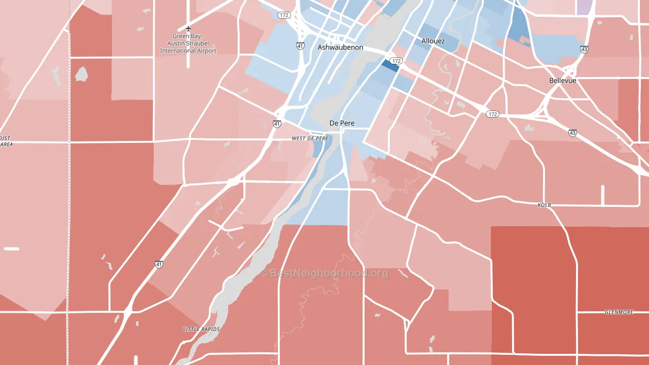 DePere, WI block-group political-lean map