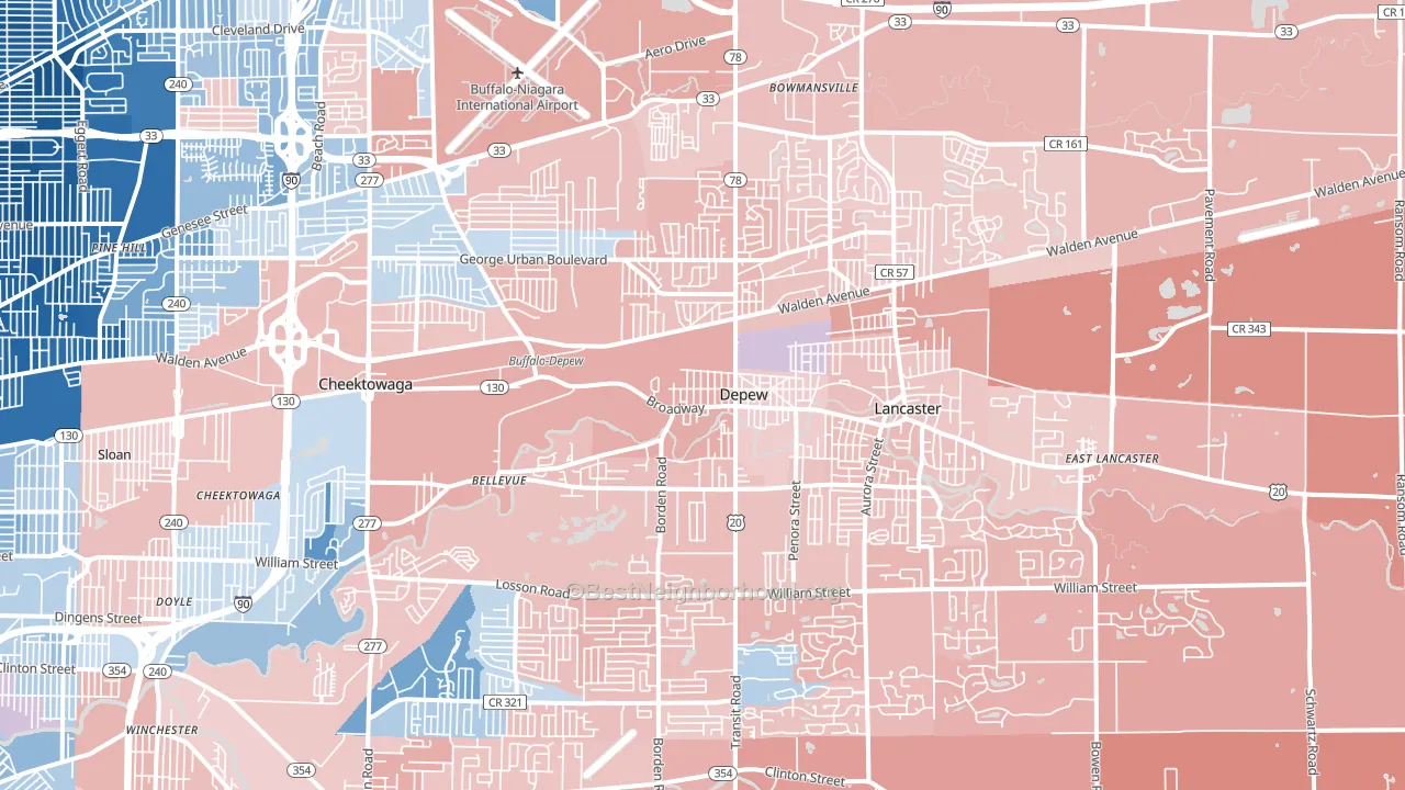 DePew, NY block-group political-lean map