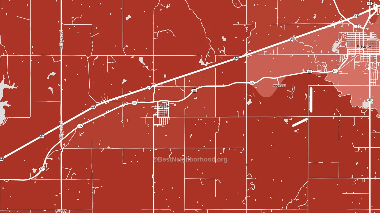 DePew, OK block-group political-lean map