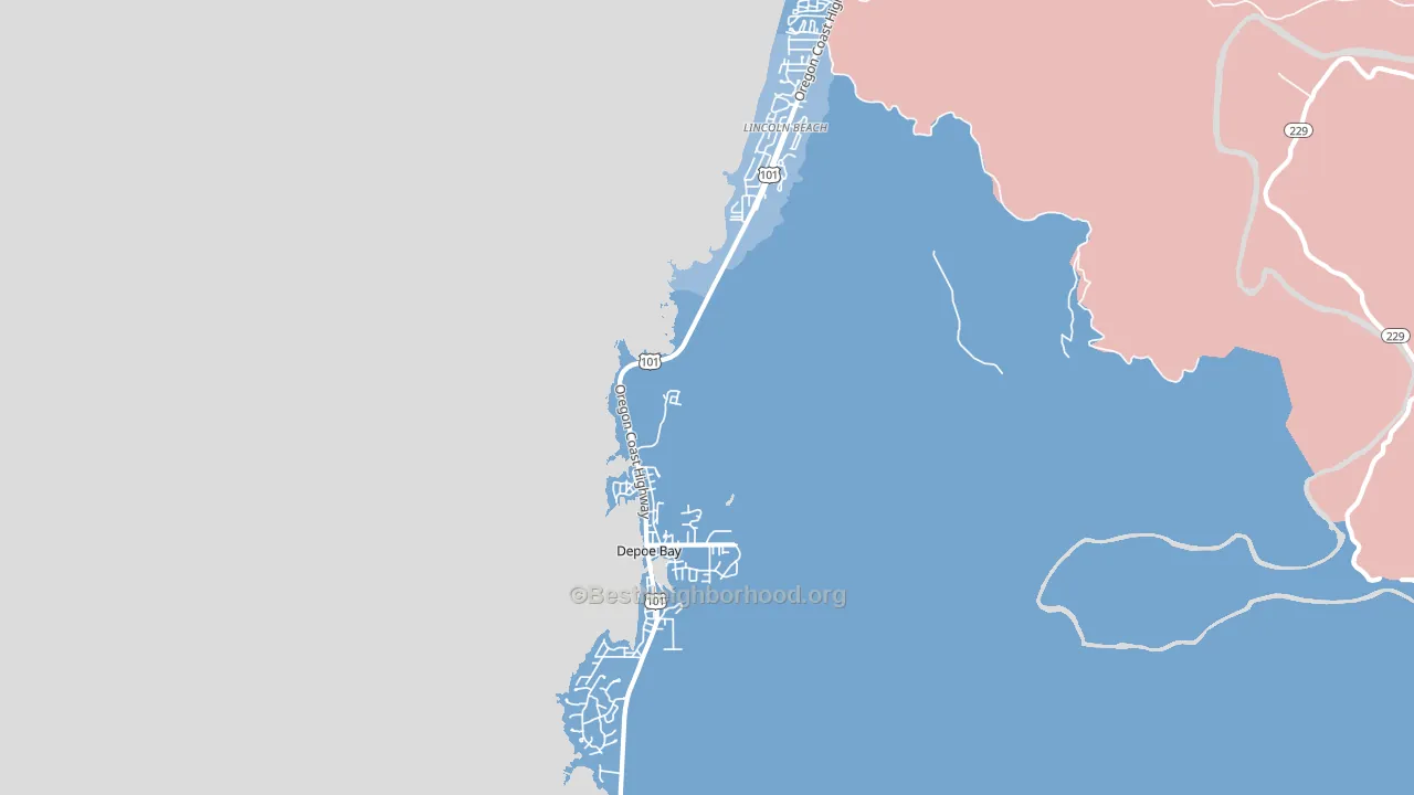 Depoe Bay, OR block-group political-lean map